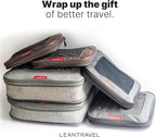 LeanTravel Premium Compression Packing Cubes for Travel - Suitcase Organizer Bags with Double Zipper & Breathable Mesh Panel 