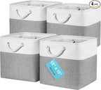 OrganiHaus 12x12 Cube Storage Bins 4 Pack, Foldable Cube Storage Organizer w/ Rope Handles, Collapsible Fabric Bins for Toys,