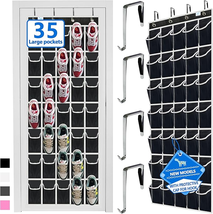 over the door shoe organizer,2025 upgraded,shoe organizer,35 Huge pockets,over door shoe organizer,Store size 13 shoes,shoe o