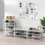 Simple Houseware 3-Tier Stackable Metal Panel Shoes Rack, White