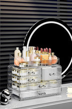 ZHIAI Stackable Storage Drawers, Acrylic Bathroom Counter Organizer Clear Makeup Organizers for Vanity, Kitchen Cabinets, Bat