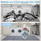 Vintage Blue Floral Laundry Basket Collapsible Laundry Hamper Clothes Toy Storage Bin for Bathroom Bedroom Room Decor 16" X 2