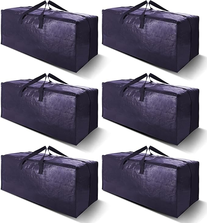 VELVETSURE Heavy Duty Extra Large Moving Bags W/Backpack Straps - Strong Handles & Zippers, Storage Totes For Space Saving, F