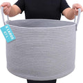 OrganiHaus Large Woven Storage Basket for Blankets and Toys 20" x 13" Inch, Rope Laundry Basket with Handles, Cushions & Pill