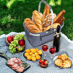 Picnic Basket, SIYUAN Shopping Basket with Handle 22L Collapsible Grocery Basket Portable Folding Basket for Marketing Reuasb