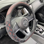 PINCTROT D Shaped 14 Inch Small Sized Steering Wheel Cover Great Grip with 3D Honeycomb Anti-Slip Design, Flat Bottom 14 Inch (Wine Red)