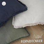 Foindtower Set of 2 Decorative Linen Fringe Throw Pillow Covers Cozy Boho Farmhouse Cushion Cover with Tassels Soft Accent Pi