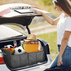 YSSOA Car Trunk Organizer, Collapsible 2 Compartment Non Slip Bottom, Waterproof Car Storage Box, 600D Oxford Polyester Sturdy