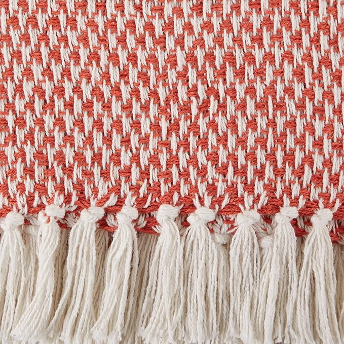 DII Woven Throw Collection 100% Cotton, Basketweave, 50x60, Spice (Pack of 2)