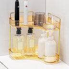 Corner Bathroom Counter Organizer Bathroom Countertop Shelf Makeup Organizer for Vanity Perfume Tray for Corner Storage (2 Ti