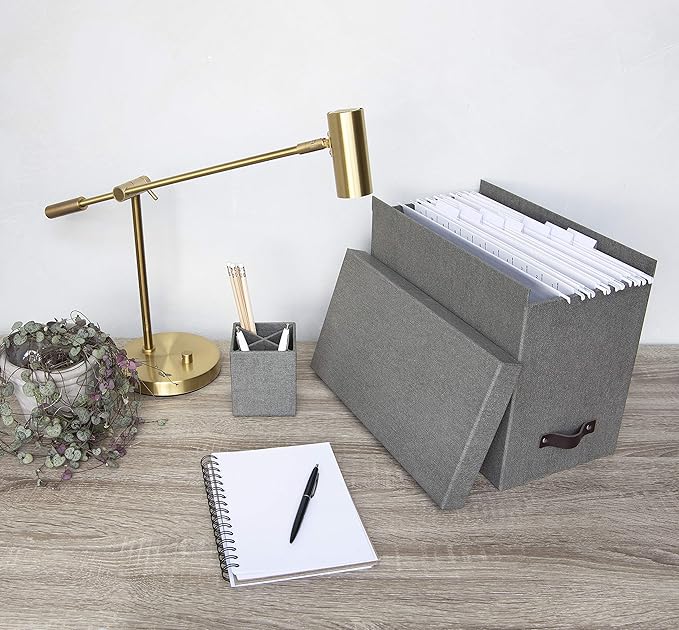 Bigso John Desktop File Box - Storage Solution and Document Organizer for Important Paperwork - Durable Hanging File Box with