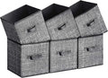 SONGMICS Storage Cubes, 11-Inch Non-Woven Fabric Bins with Double Handles, Set of 6, Closet Organizers for Shelves, Foldable,