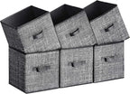SONGMICS Storage Cubes, 11-Inch Non-Woven Fabric Bins with Double Handles, Set of 6, Closet Organizers for Shelves, Foldable,