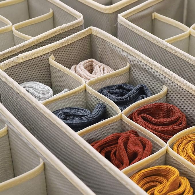 DIOMMELL Set of 6 Foldable Cloth Storage Box Closet Dresser Drawer Organizer Fabric Baskets Bins Containers Divider for Cloth