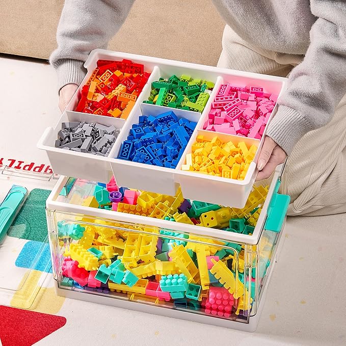 Vtopmart 24 QT Clear Plastic Craft Organizers and Storage Box with Removable Trays and Dividers,Art Supply Organizers and Sto