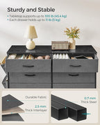 SONGMICS 6-Drawer Dresser for Bedroom, Chest of Drawers with Side Pockets, Drawer Dividers, Fabric Storage Organizer for Clos