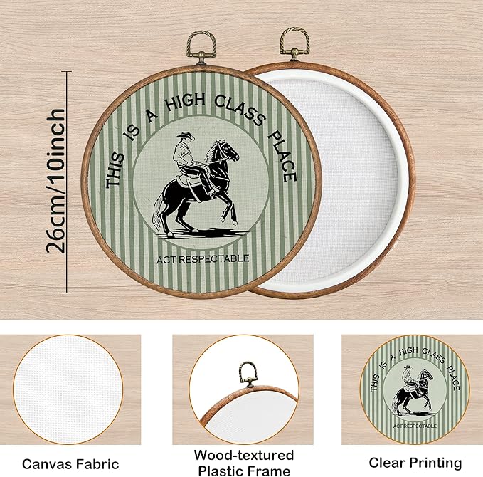 KSDUT Western Cowboy Wall Art Decor - Green Preppy Trendy Southwestern Wall Art Canvas Frame Hanging Prints, Foyer Entryway M