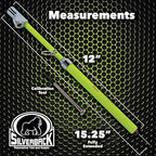 Silverback Hi-Visibility Green Dual Foot Commercial Truck Tire Pressure Gauge, Recalibratable. Heavy Duty Stick Gauge with Black Metal Bar, Range 10-150 PSI in 2 PSI Increments.