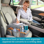High Road CarHop Car Seat Organizer for Kids and Adults with Cup Holder Tray, Side Pockets and Cooler Compartment (Medium, Gray)
