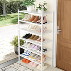 Smiry Shoe Rack, 6 Tier Thick Bamboo Shoe Organizer, Stackable Free Standing Wooden Shoe Storage Shelf for Closet, Entryway, 