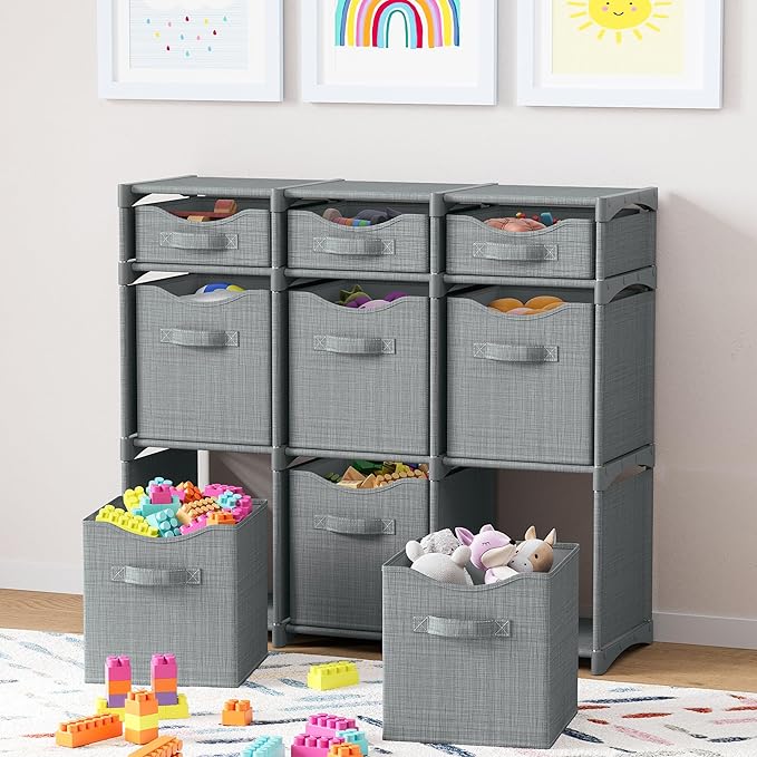 Cube Storage Organizer with Storage Bins Included - The Perfect Closet Organizers and Storage Solution. Includes 9 Storage Cu