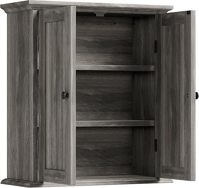 ChooChoo Bathroom Wall Cabinet, Over The Toilet Space Saver Storage Cabinet, Farmhouse Medicine Cabinet with 2 Doors and Adju