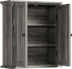 ChooChoo Bathroom Wall Cabinet, Over The Toilet Space Saver Storage Cabinet, Farmhouse Medicine Cabinet with 2 Doors and Adju