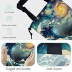 Sea Wave Car Trash Bag,Night Starry Sky Hanging Drawstring Car Garbage Bag,Waterproof Canvas Car Back Seat Organizer with Adjustable Buckle,for Vehicles,SUVs,Camping,Road Trips