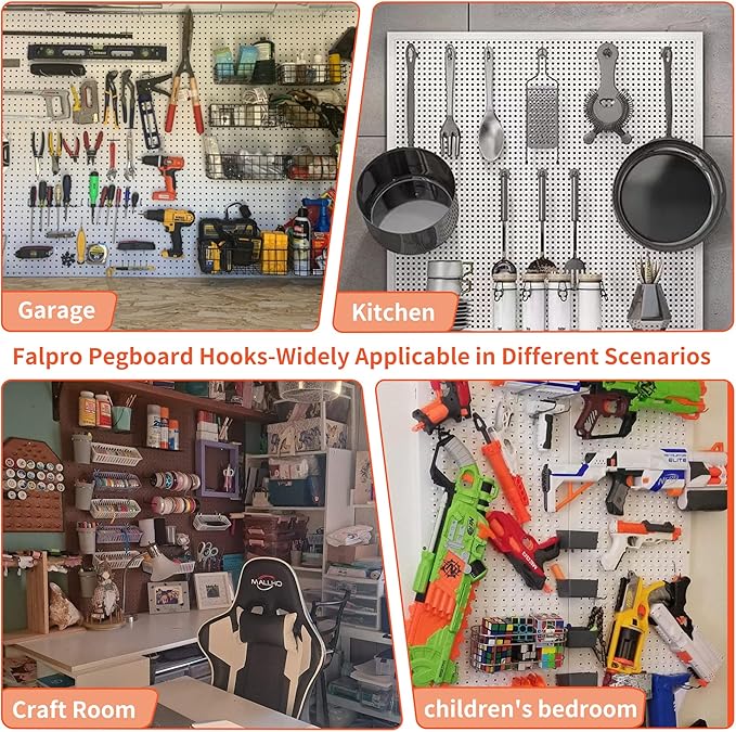 240PCS Pegboard Hooks Assortment, Pegboard Organizer Kit with Bins, Cups, 1/8 and 1/4 inch Hooks for Hanging Tools, Garage Wa