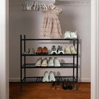 Shoe Rack, 4-Tier Long Shoe Rack, Stackable Shoe Storage Organizer Expandable Shoe Shelf Stand, Holds up to 25-30 Pairs of Sh