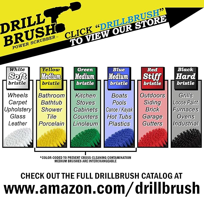 Drillbrush Drill Brush Attachment Set for Bathroom Cleaning – Power Scrubber Brush Kit for Tub, Tile, Shower, and Grout – All