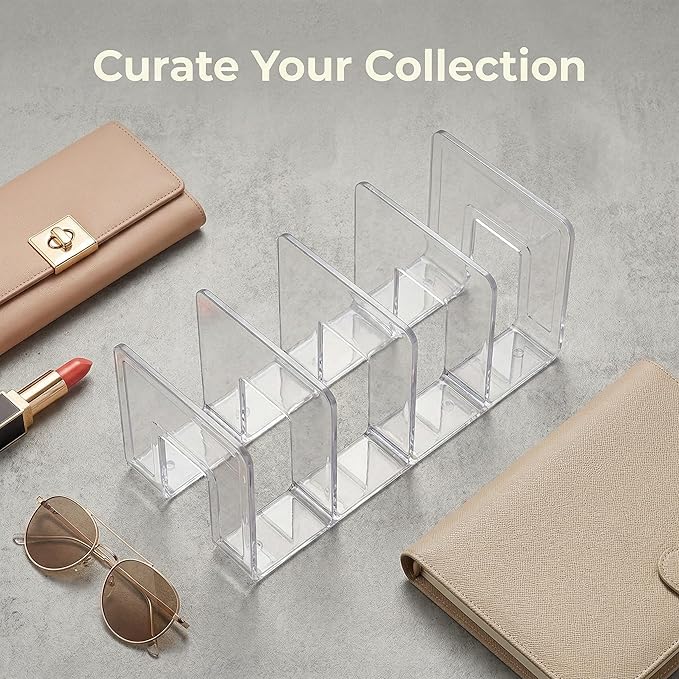4 Pack Clear Acrylic File Organizer, Purse Organizer, File Sorter Desktop File Folder Organizer for Book, Envelopes, Mail, Do