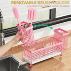 Cisily Sponge Holder for Kitchen Sink, Sink Caddy Organizer with High Brush Holder, Kitchen Countertop Organizers and Storage