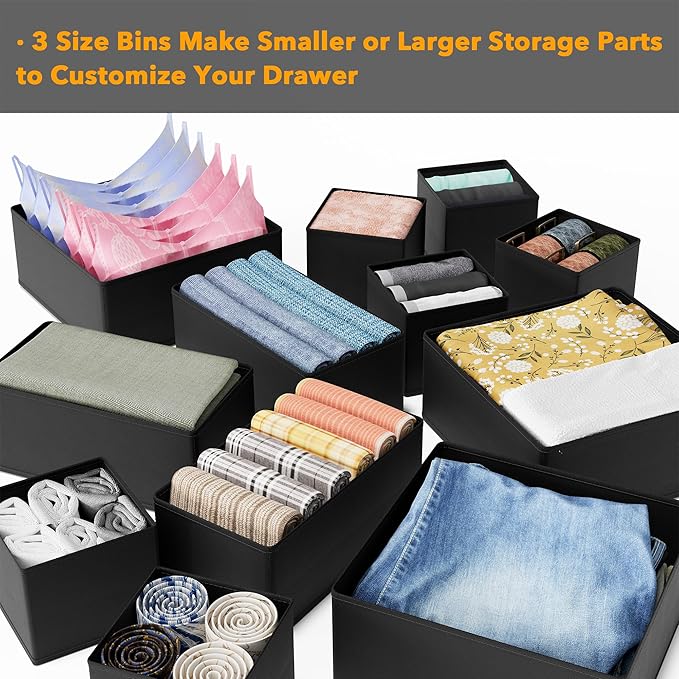 SpaceAid Drawer Organizer Clothes, 12 Pack Dresser Organizer Bins for Nursery, Closet Organization and Storage Dividers for C