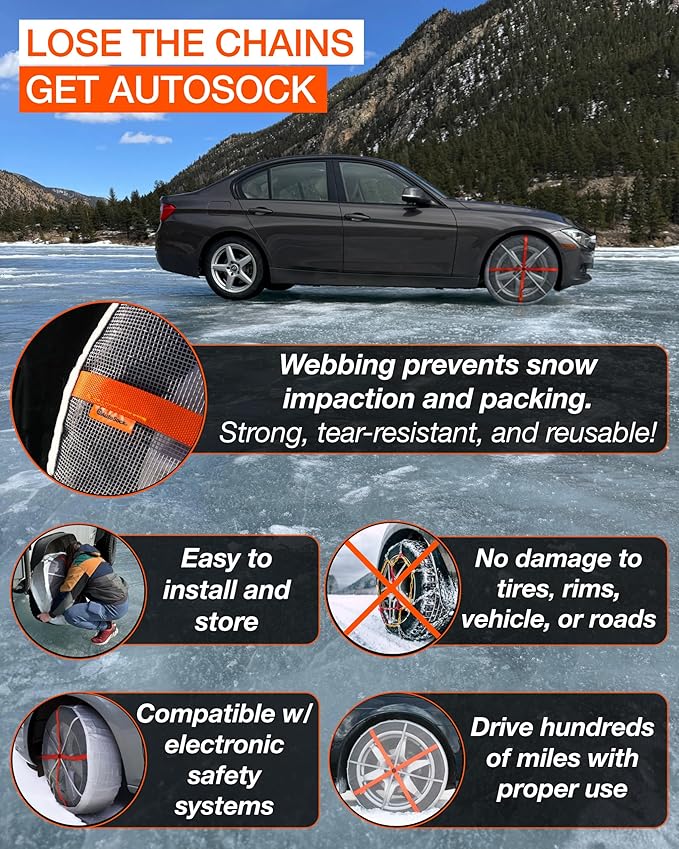 Snow Socks for Tires, Grip Boost Traction Device (HP830)