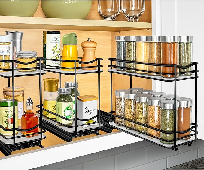 LYNK PROFESSIONAL® Pull Out Spice Organization for Cabinets - 4-3/8 inch Wide – Spice Rack for Inside Cabinets, Slide Out Spi