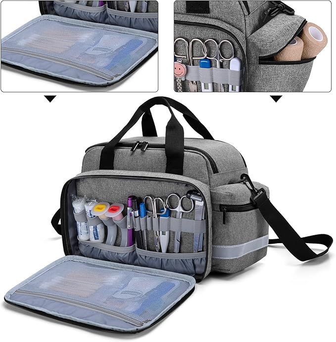 Trunab Home Health Nurse Bag Medical Bag Organizer with Handle and Shoulder Strap for Home Visit, Travel, Nursing Student