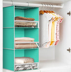 Simple Houseware 3 Shelf Hanging Closet Organizer with Front Stopper, Turquoise