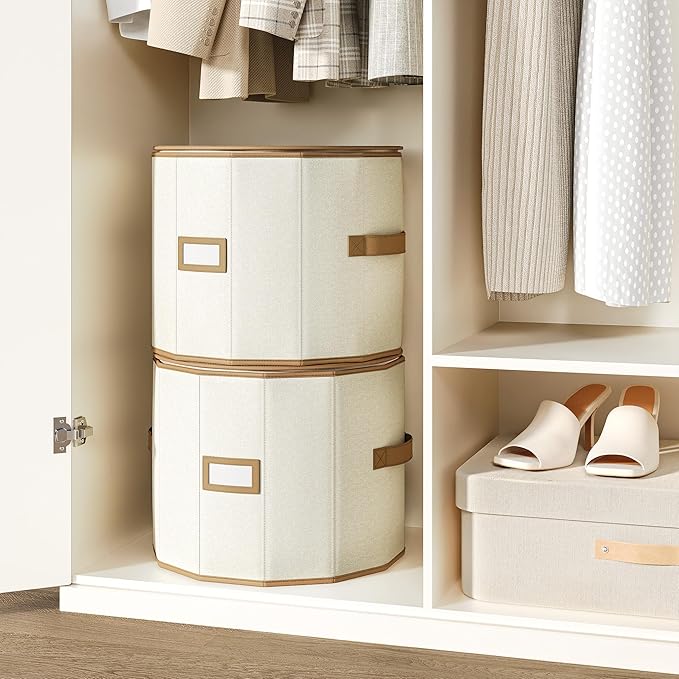 Vailando Shoe Organizer for Closet - Cylindrical Shoe Storage Organizer with Adjustable Dividers for Closet, Foldable Shoe St