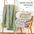 Admitrack Chunky Knit Blanket Throw, 100% Hand Knit Chenille Throw Blanket for Sofa & Home Decor, Soft and Cozy Knitted Throw
