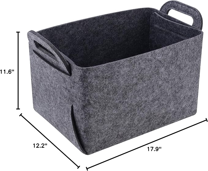 Minoisome Storage Basket Felt Storage Bin Collapsible& Convenient Box Organizer with Carry Handles for Office Bedroom Closet 