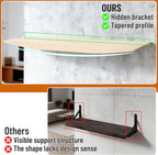 Floating Shelves for Concrete Wall: Solid Wood Shelf 15.75 and 23.6 inch with Heavy Duty Hidden Bracket for Display Books Pla