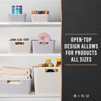 BINO | Woven Plastic Basket | Large (Natural Grey), 3-Pack | THE JUTE COLLECTION | Home Organization, Space - Saving Storage,