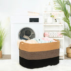MINTWOOD Design 112L Extra Large Blanket Basket Holder Living Room, 25"x17"x16" Rectangle Rope Woven Storage Basket with Hand