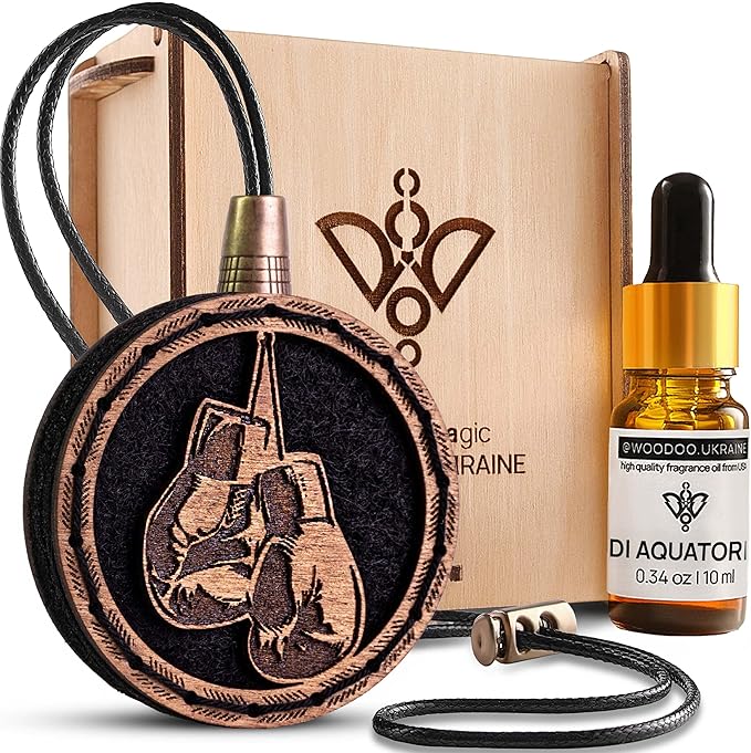 Wood Car Air Freshener — Handmade Car Air Freshener — Boxing Gloves Designed Fragrance Oil Diffuser in Wooden Gift Box — Arom
