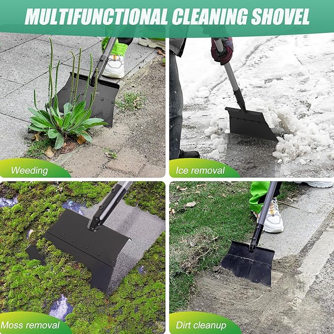 Suchtale Garden Flat Shovel,Floor Scraper, Heavy Duty Multifunctional Outdoor Cleaning Shovel with 54 Adjustable Long Handle, Ideal for Weed Scraper, Lawn Edging,Trenching,Driveway,Sidewalk