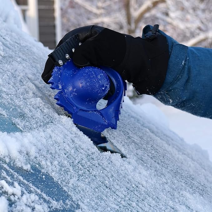 Snow Joe SJEG-DZ Ice Dozer Ice and Snow Scraper Tool | Squeegee Brush, Blue