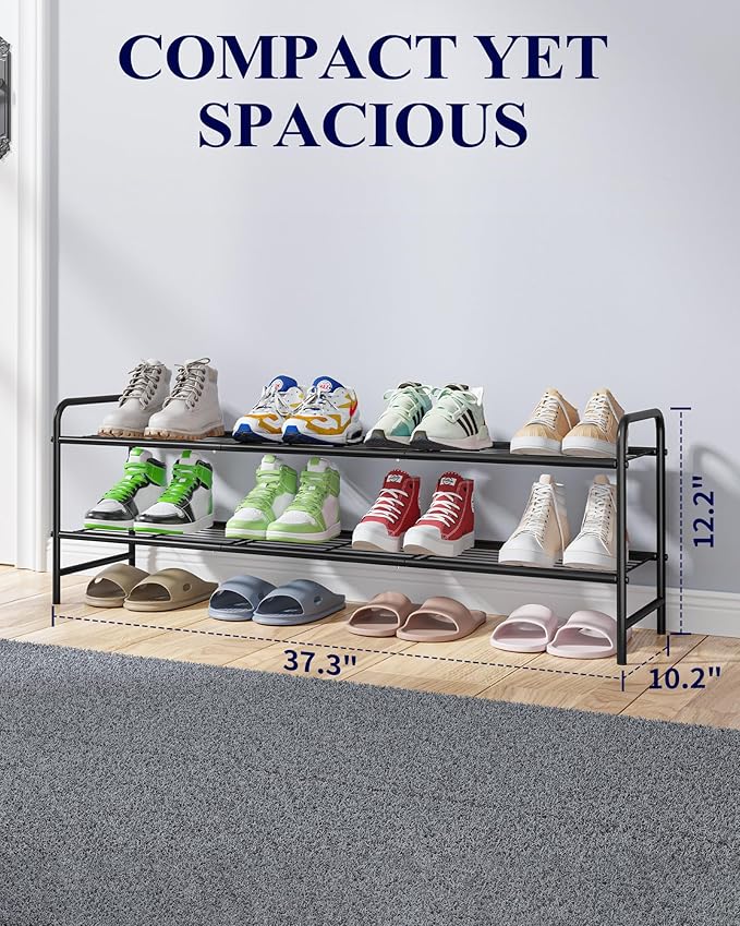 Kitsure Shoe Rack - Stainless Steel Shoe Organizer, Sturdy Shoe Rack for Closet and Front Door Entrance, Free Standing Shoe S