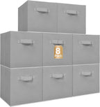 STORAGE MANIAC Storage Cubes, 11 Inch Collapsible Storage Bins with Handles, 8 Pack Fabric Foldable Bins for Organization, Du
