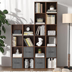 6 Cube Storage Organizer, Narrow Open Shelf Bookcase, Freestanding 6 Tier Low Display Bookshelf for Home Office, Living Room,